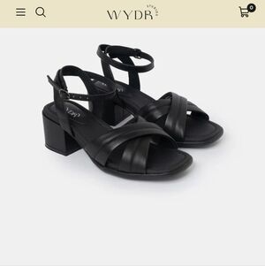 Classic Black Crisscross Block Heel Sandal by Wydr. Ideal For Wide Feet!